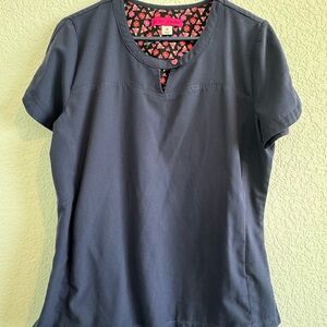 Betsey Johnson Red and Blue Fitted Short Sleeve Blouse